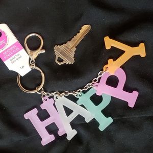 Oversized HAPPY letters keychain